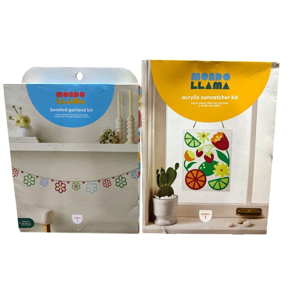 MONDO LLAMA Beaded Garland Kit & Fruit Acrylic Suncatcher Craft Kit (2-pack bund